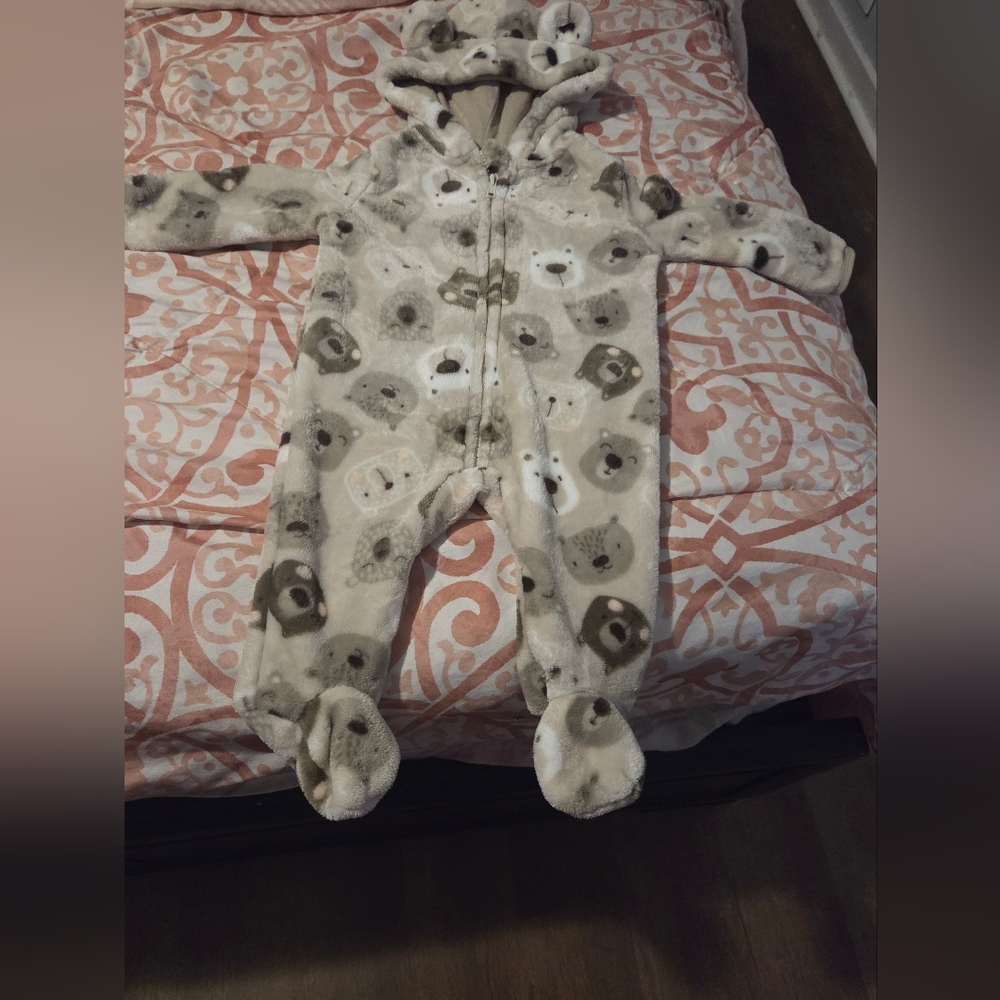 Cozy Bear Print Kids One Piece